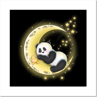 Panda Sleeping On Moon Posters and Art